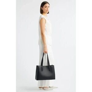 Freja New York Linnea Tote Bag Black Pebbled Vegan Leather Minimalist